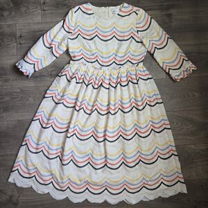 Dainty Jewells Rainbow Eyelet Midi Dress | Cottagecore Aesthetic | Scalloped Hem